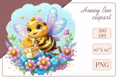Decorate your projects with this charming clipart featuring a cute little bee surrounded by colorful flowers. This delicate and painterly pattern will add playful charm and unique character to your designs, baby showers, birthday parties and more.