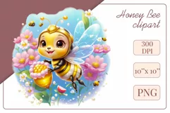 Decorate your projects with this charming clipart featuring a cute little bee surrounded by colorful flowers. This delicate and painterly pattern will add playful charm and unique character to your designs, baby showers, birthday parties and more.