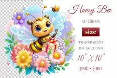 Decorate your projects with this charming clipart featuring a cute little bee surrounded by colorful flowers. This delicate and painterly pattern will add playful charm and unique character to your designs, baby showers, birthday parties and more.