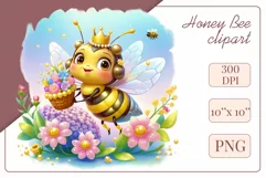 Decorate your projects with this charming clipart featuring a cute little bee surrounded by colorful flowers. This delicate and painterly pattern will add playful charm and unique character to your designs, baby showers, birthday parties and more.