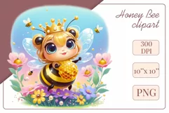 Decorate your projects with this charming clipart featuring a cute little bee surrounded by colorful flowers. This delicate and painterly pattern will add playful charm and unique character to your designs, baby showers, birthday parties and more.