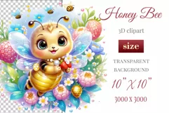 Decorate your projects with this charming clipart featuring a cute little bee surrounded by colorful flowers. This delicate and painterly pattern will add playful charm and unique character to your designs, baby showers, birthday parties and more.