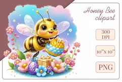 Decorate your projects with this charming clipart featuring a cute little bee surrounded by colorful flowers. This delicate and painterly pattern will add playful charm and unique character to your designs, baby showers, birthday parties and more.