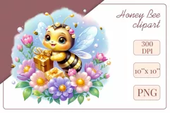 Decorate your projects with this charming clipart featuring a cute little bee surrounded by colorful flowers. This delicate and painterly pattern will add playful charm and unique character to your designs, baby showers, birthday parties and more.
