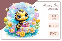 Decorate your projects with this charming clipart featuring a cute little bee surrounded by colorful flowers. This delicate and painterly pattern will add playful charm and unique character to your designs, baby showers, birthday parties and more.