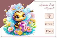 Decorate your projects with this charming clipart featuring a cute little bee surrounded by colorful flowers. This delicate and painterly pattern will add playful charm and unique character to your designs, baby showers, birthday parties and more.