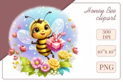Decorate your projects with this charming clipart featuring a cute little bee surrounded by colorful flowers. This delicate and painterly pattern will add playful charm and unique character to your designs, baby showers, birthday parties and more.