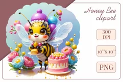 Decorate your projects with this charming clipart featuring a cute little bee surrounded by colorful flowers. This delicate and painterly pattern will add playful charm and unique character to your designs, baby showers, birthday parties and more.