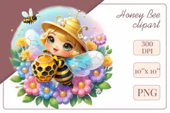 Decorate your projects with this charming clipart featuring a cute little bee surrounded by colorful flowers. This delicate and painterly pattern will add playful charm and unique character to your designs, baby showers, birthday parties and more.