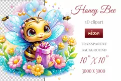 Decorate your projects with this charming clipart featuring a cute little bee surrounded by colorful flowers. This delicate and painterly pattern will add playful charm and unique character to your designs, baby showers, birthday parties and more.