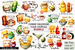 Funny Valentine&#039;s day Food Couple BUNDLE PNG. Product Image 1