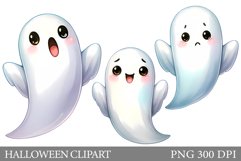 Cute Ghost Clipart. Halloween Clipart Product Image 1