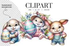 Cute Easter Bunny Clipart PNG Product Image 1