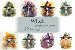 Witch Clipart Jpg, Watercolor Clipart, Fall, Halloween Product Image 1