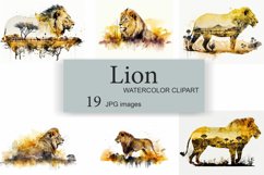 Watercolor Lion Clipart Jpg, Wild Animal Product Image 1