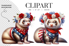 4th of July Ferret Clipart PNG Product Image 1