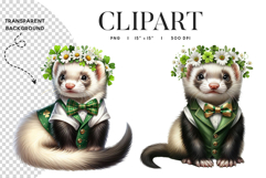 St Patrick's Day Ferret Clipart PNG Product Image 1