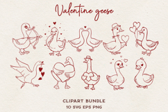Valentine Goose SVG | Cute Love Goose Line Art BUNDLE Product Image 1