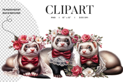 Valentine Ferret Clipart PNG Product Image 1