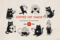 Black Cat Coffee Clipart Bundle SVG PNG Cozy Cat Cafe. Product Image 1