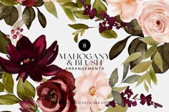 Watercolor Mahogany and Blush Floral Clipart Collection Product Image 5