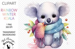clipart koala winter rainbow scarf watercolor sublimation scarpbooking