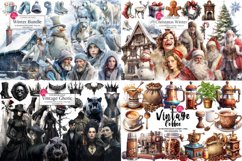 Vintage &amp; Charm Clipart Huge Bundle, 400 Elements Big Bundle Product Image 5