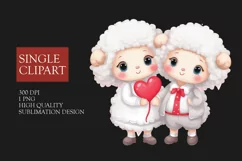 Couple sheep Clipart, sheep in love PNG, Valentines Day Product Image 1