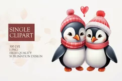 Cute Couple penguin Clipart, penguin in love PNG Product Image 1