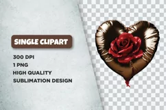 Foil valentine heart rose balloon clipart PNG Product Image 1