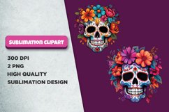 Floral Skull Sublimation Clipart Product Image 1