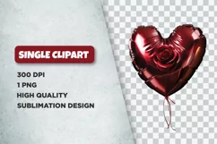 Foil valentine heart rose balloon clipart PNG Product Image 1