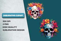 Floral Skull Sublimation Clipart Product Image 1