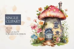 Watercolor Flower fairy house Clipart PNG Product Image 1