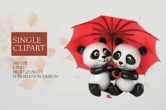 Couple panda Clipart, panda in love PNG, Valentines Day Product Image 1