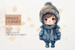 Cute girl with winter coat clipart png Product Image 1