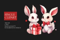 Couple rabbit Clipart, rabbit in love PNG, Valentines Day Product Image 1