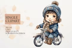 Cute girl with winter coat clipart png Product Image 1