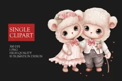 Couple sheep Clipart, sheep in love PNG, Valentines Day Clip Product Image 1