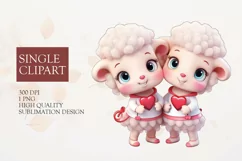 Couple sheep Clipart, sheep in love PNG, Valentines Day Clip Product Image 1