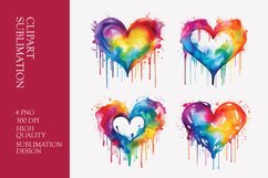 Watercolor heart clipart sublimation png Product Image 1