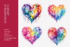 Watercolor heart clipart sublimation png Product Image 1
