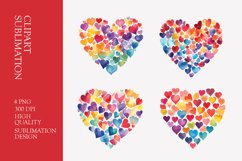 Watercolor Heart Clipart Sublimation Product Image 1