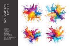 Watercolor splashes clipart sublimation png Product Image 1