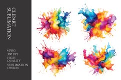 Watercolor splashes clipart sublimation png Product Image 1