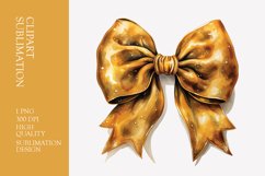Golden bow watercolor clipart sublimation Product Image 1