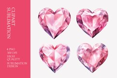 Pink Crystal Watercolor Heart Clipart Product Image 1