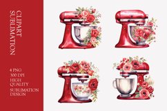 Red Watercolor Kitchen Mixer Clipart Product Image 1