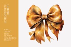 Golden bow watercolor clipart sublimation Product Image 1