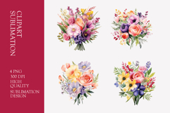 Spring flower bouquet watercolor clipart PNG Product Image 1